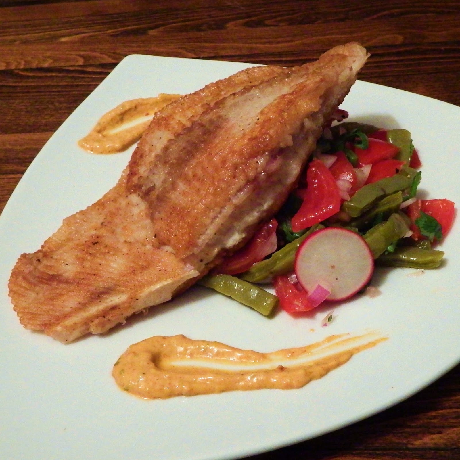 Food By Bram Panfried Skate Wing with Warm Cactus Salad (Ensalada Nopales)