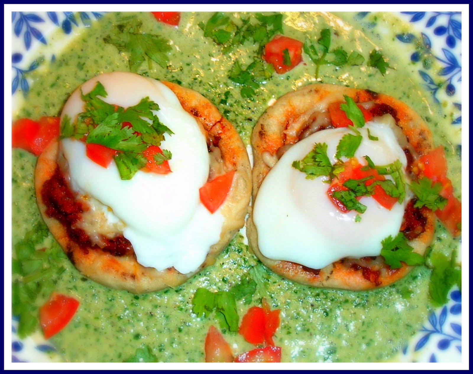 Mexican Brunch Chorizo Sopes with Poached Eggs, Spinach and Roasted