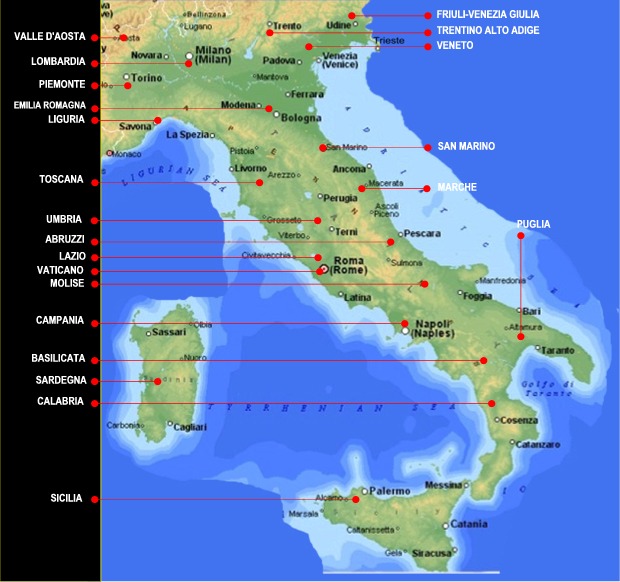 Mappa Cartina Italia Geografica Regionale della Citta: Mappa Cartina  Provincia Italia