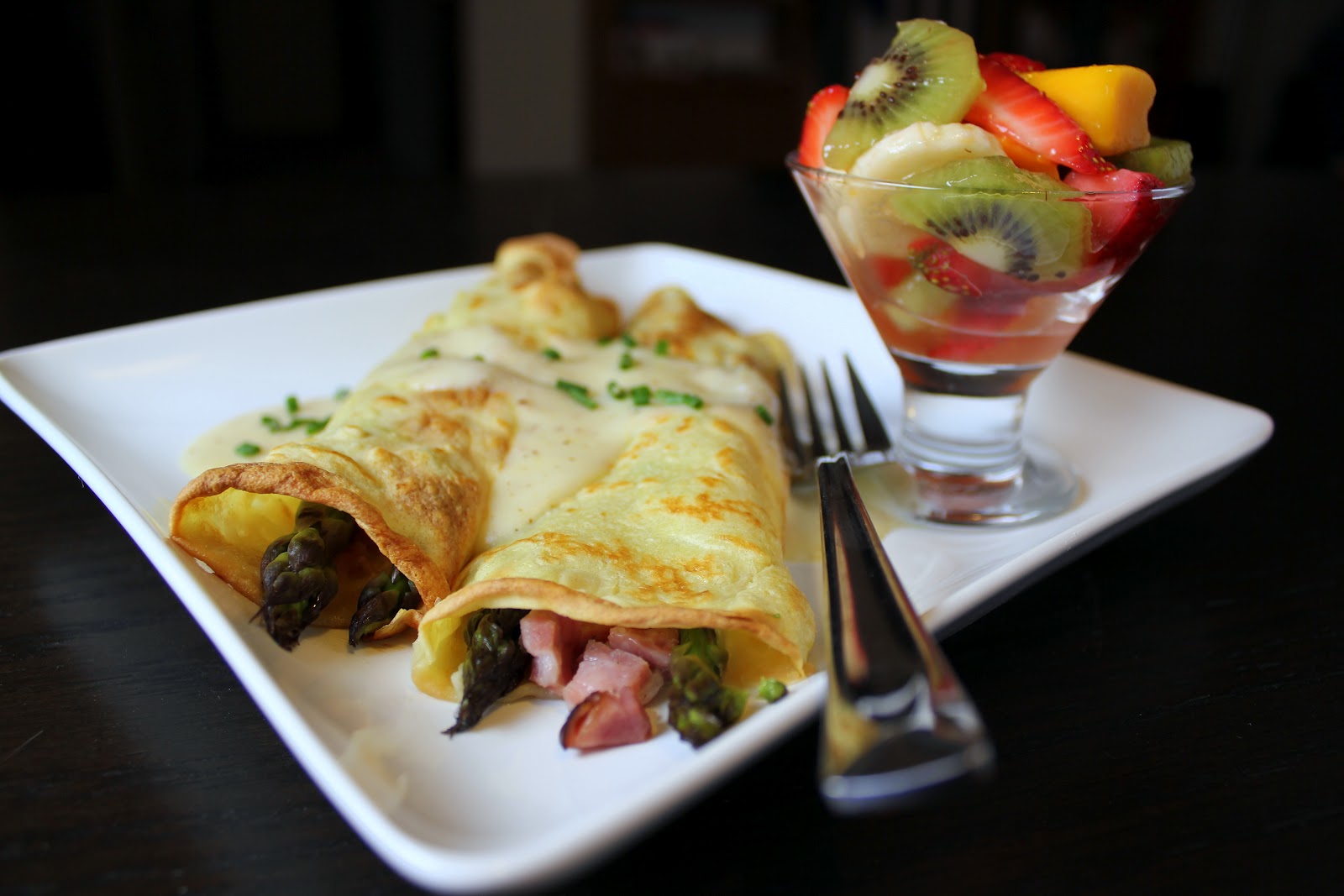 Robyn Cooks Ham, Asparagus, and Swiss Cheese Crepes