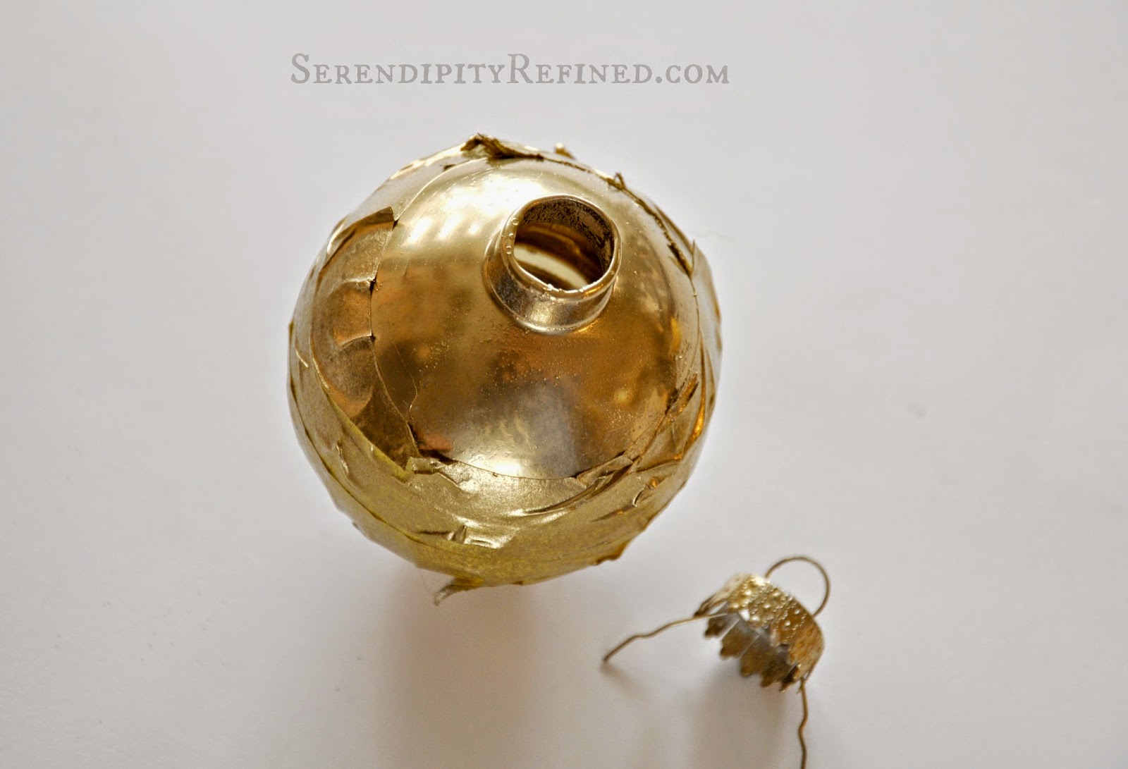 Serendipity Refined Blog Gold and White Monogram Glass Ball {Ornament