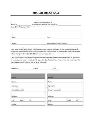 florida bill of sale trailer