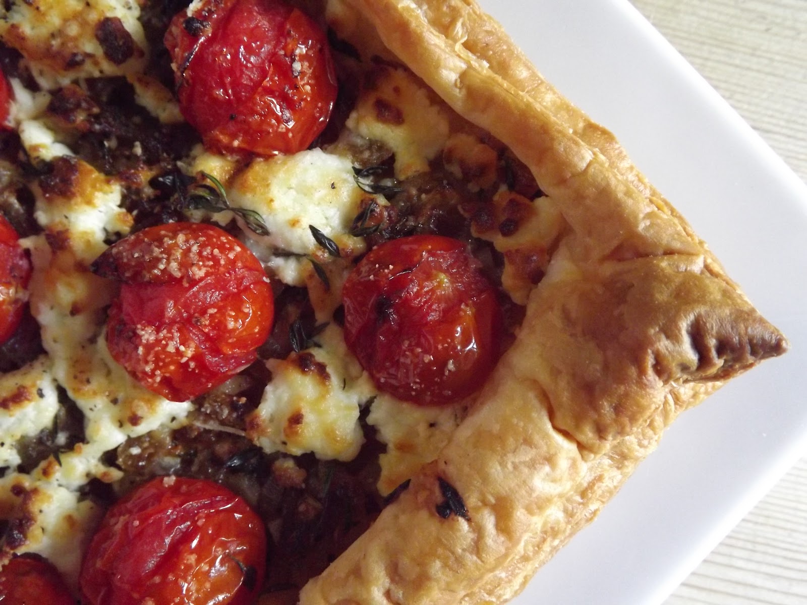 Caramelised Onion, Tomato and Goats Cheese Tart