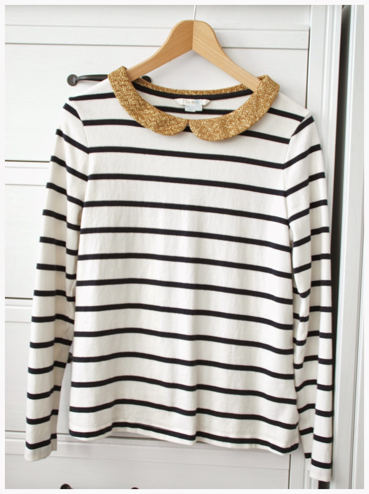 Streifenshirt mit Glitzerkragen