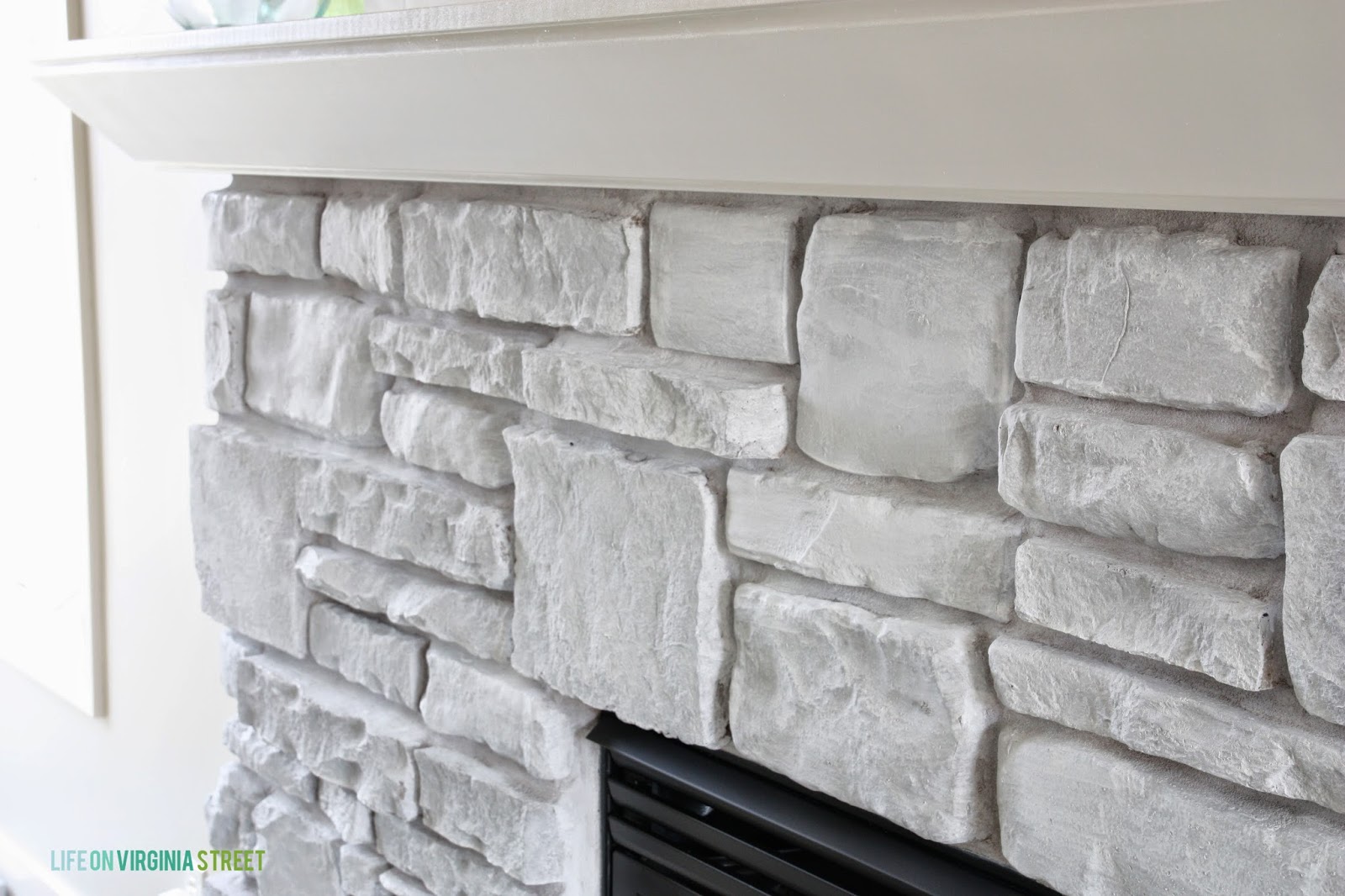 White-Washed Stone Fireplace - Life On Virginia Street