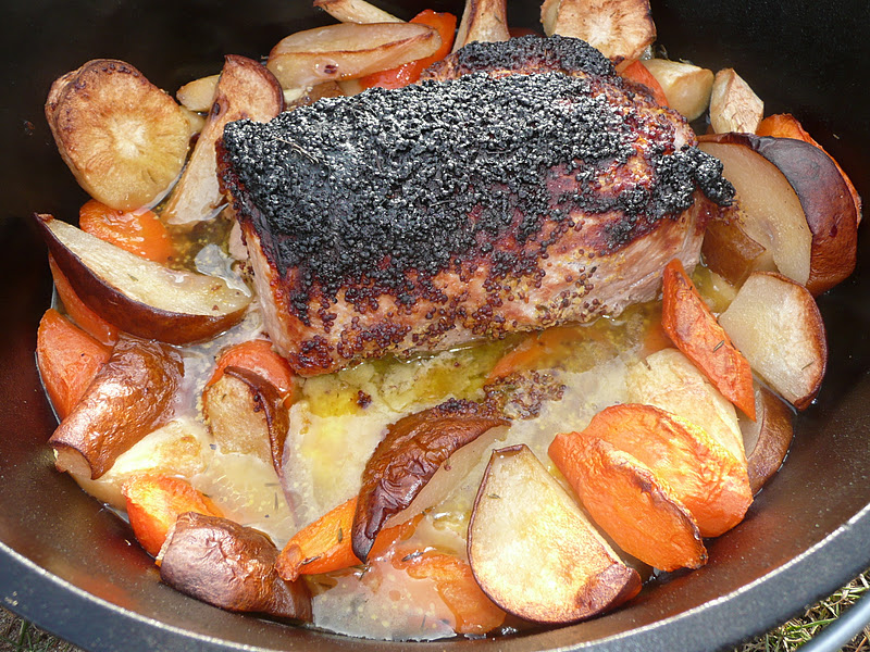 Everyday Dutch Oven Glazed Pork Roast with Carrots, Parsnips and Pears