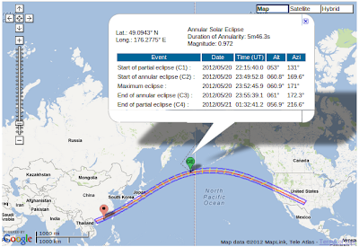 the path of the Annular Solar Eclipse of 2012 May 20