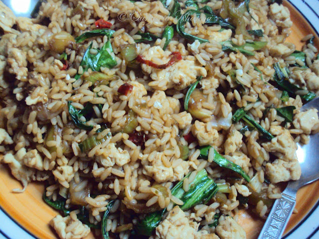 eggs fried rice with bok choy .........