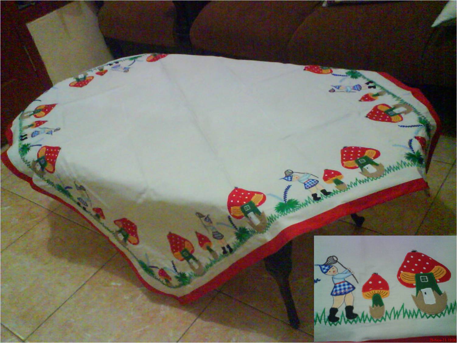 taplak meja persegi bordir aplikasi