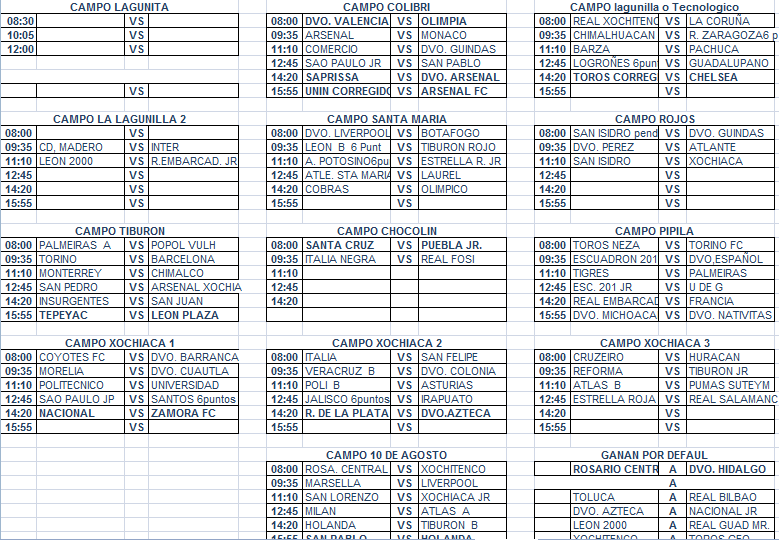 ROOL DOMINGO 21 DE OCTUBRE DE LA JORNADA 38