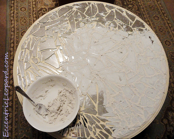 The Eccentric Leopard Mirror Mosaic Table Diy To Wear Latex Gloves For This Step And It Might Work With The Kitchen Type But Thinner Would Be Shredded By Mirror Sandy