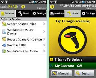 codeREADr - Enterprise Barcode Scanner Free App Interface on Android