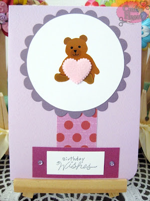 Handmade Card - Teddy Birthday Wishes in Purple