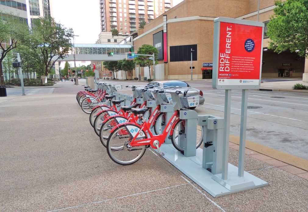 Bike Rental Station at Houston Center McKinney Street Houston Streetwise
