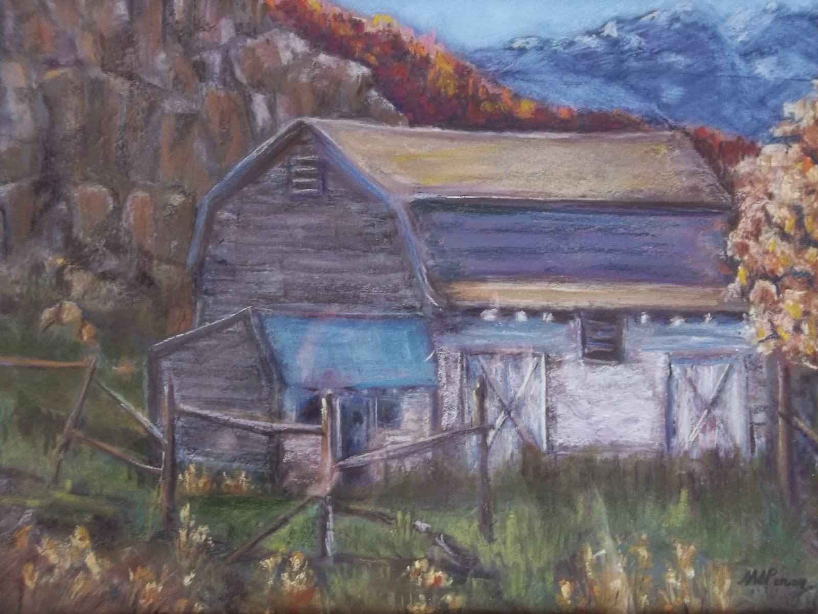 Contemporary Artists of Colorado "Homestead Barn" 12" x 16" Original Pastel Painting by