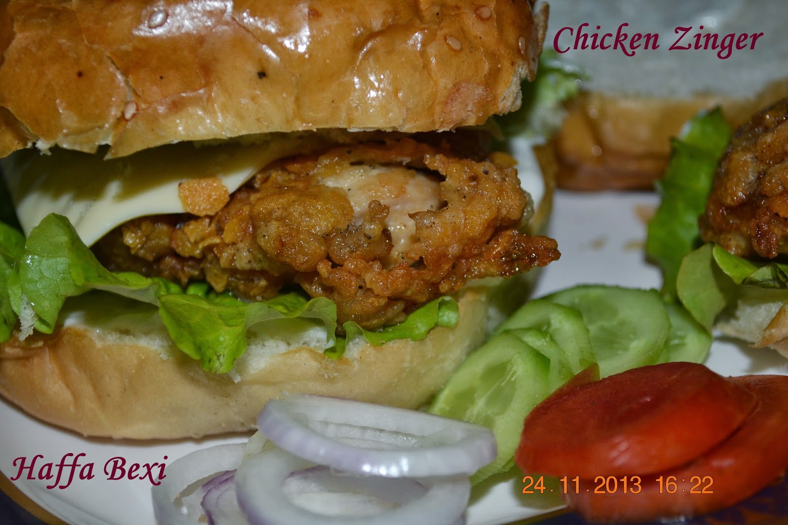 Chicken Zinger burger (KFC style) Haffa's kitchen adventures