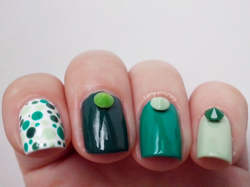 Green Ombre Diamonds Studs Dots Nails Nail Art Nail Design Born Pretty Store