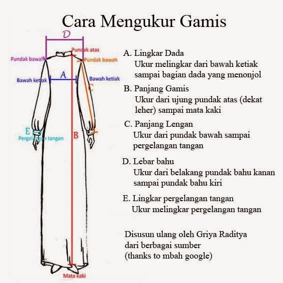 Cara Mudah Mengukur Gamis GRIYA RADITYA