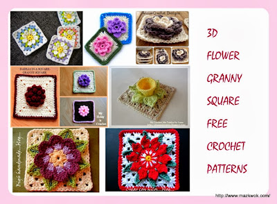 3D flower granny square free pattterns