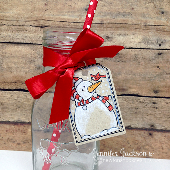 Snowman Milk Bottle Tag by Jennifer Jackson | Jolly Tags stamps and die set by Newton's Nook Designs #newtonsnook