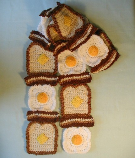 Bacon Dippers Gallery: Bacon Egg Crocheted Scarf
