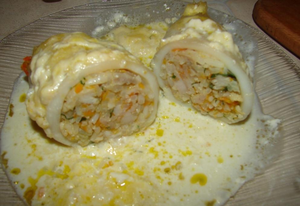 Рецепты кальмары фаршированные рыбой