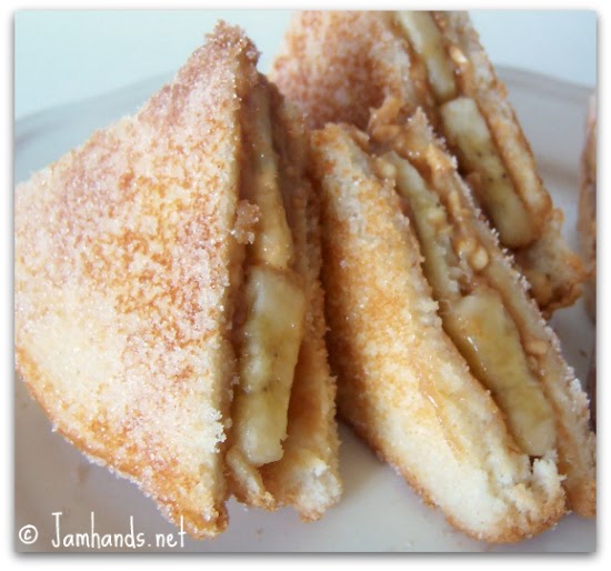 Jam Hands Fried Peanut Butter and Banana Sandwiches