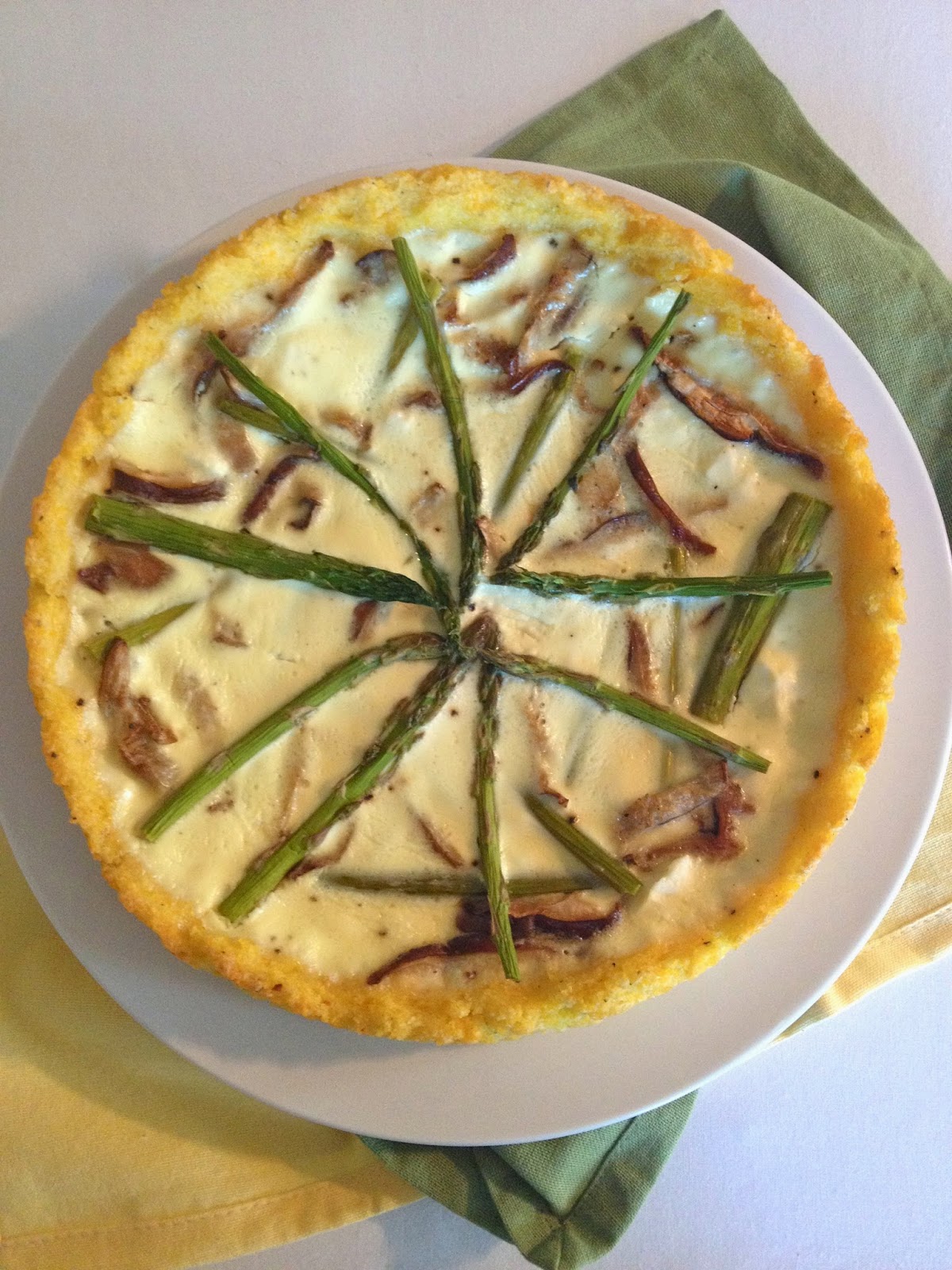 Asparagus and Mushroom Tart with Polenta Crust
