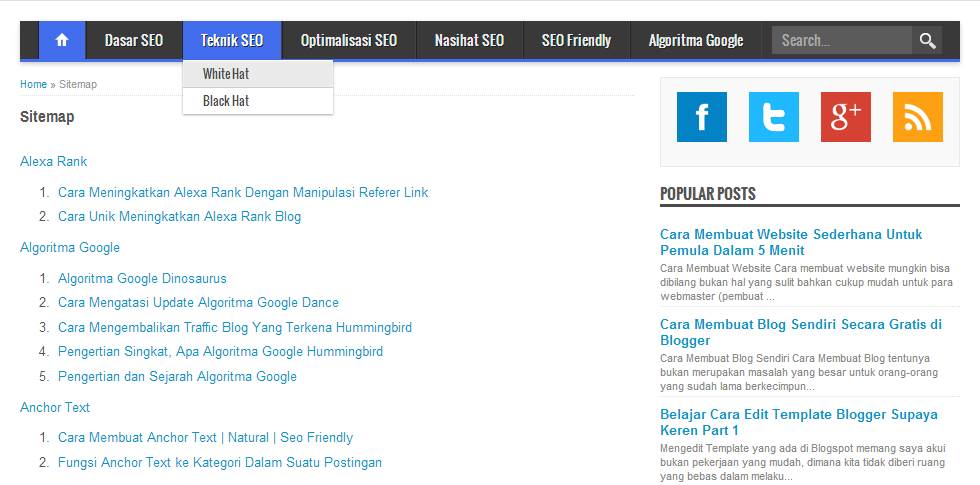 Cara Membuat Daftar Isi / Sitemap di Blog secara Otomatis Cara Membuat Daftar Isi / Sitemap di Blog secara Otomatis