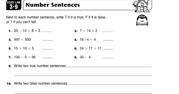 Homework 2012-2013: Tuesday, October 23rd - Math - Number Sentences