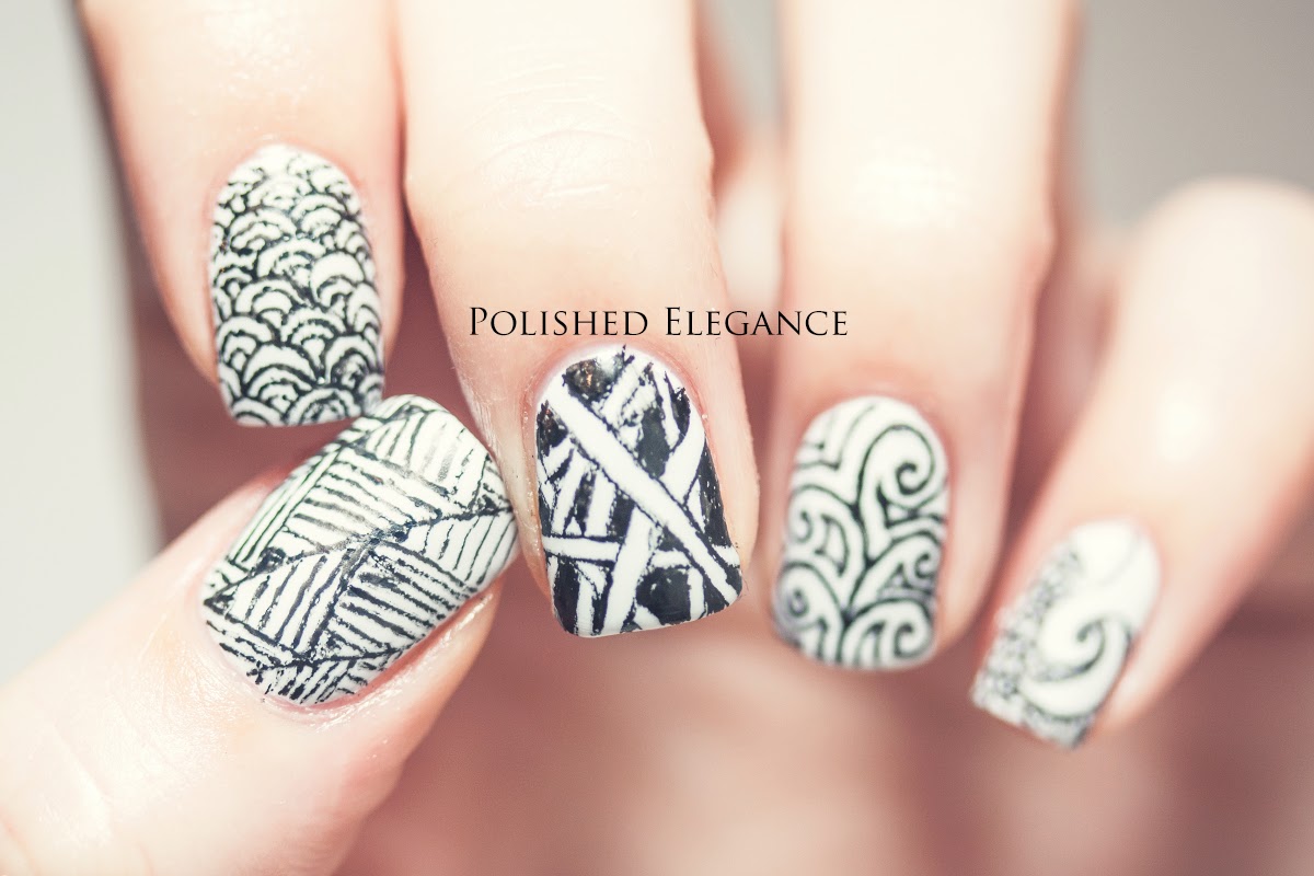 Polished Elegance Zentangle nail art