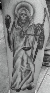 mexican Death tattoo; Santisima Muerte tattoo; Grim Reaper tattoo