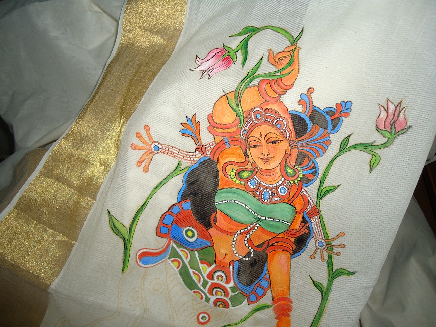 my talent mural painting on saree
