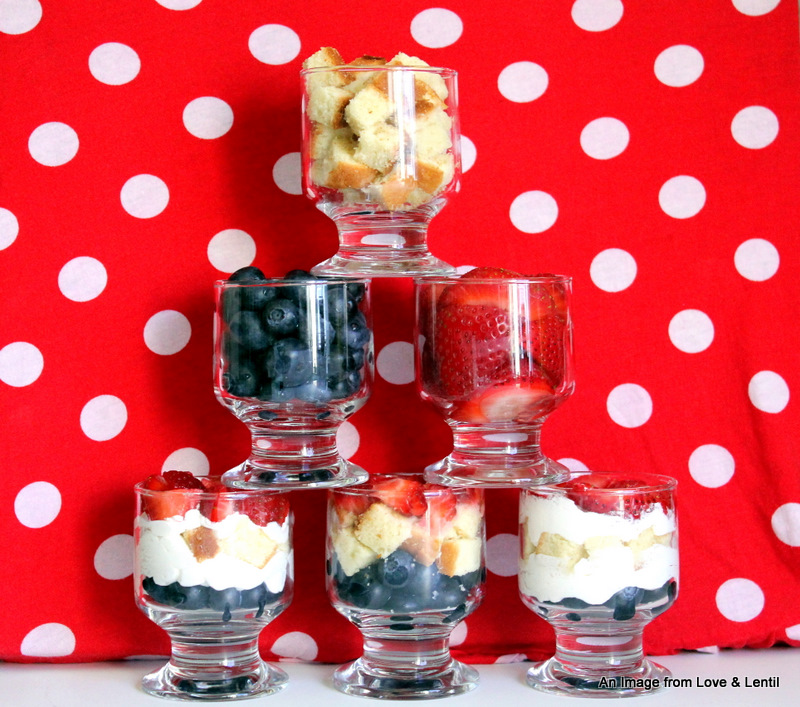 Love & Lentil: Red White and Blue - A colorful dessert with Pound Cake