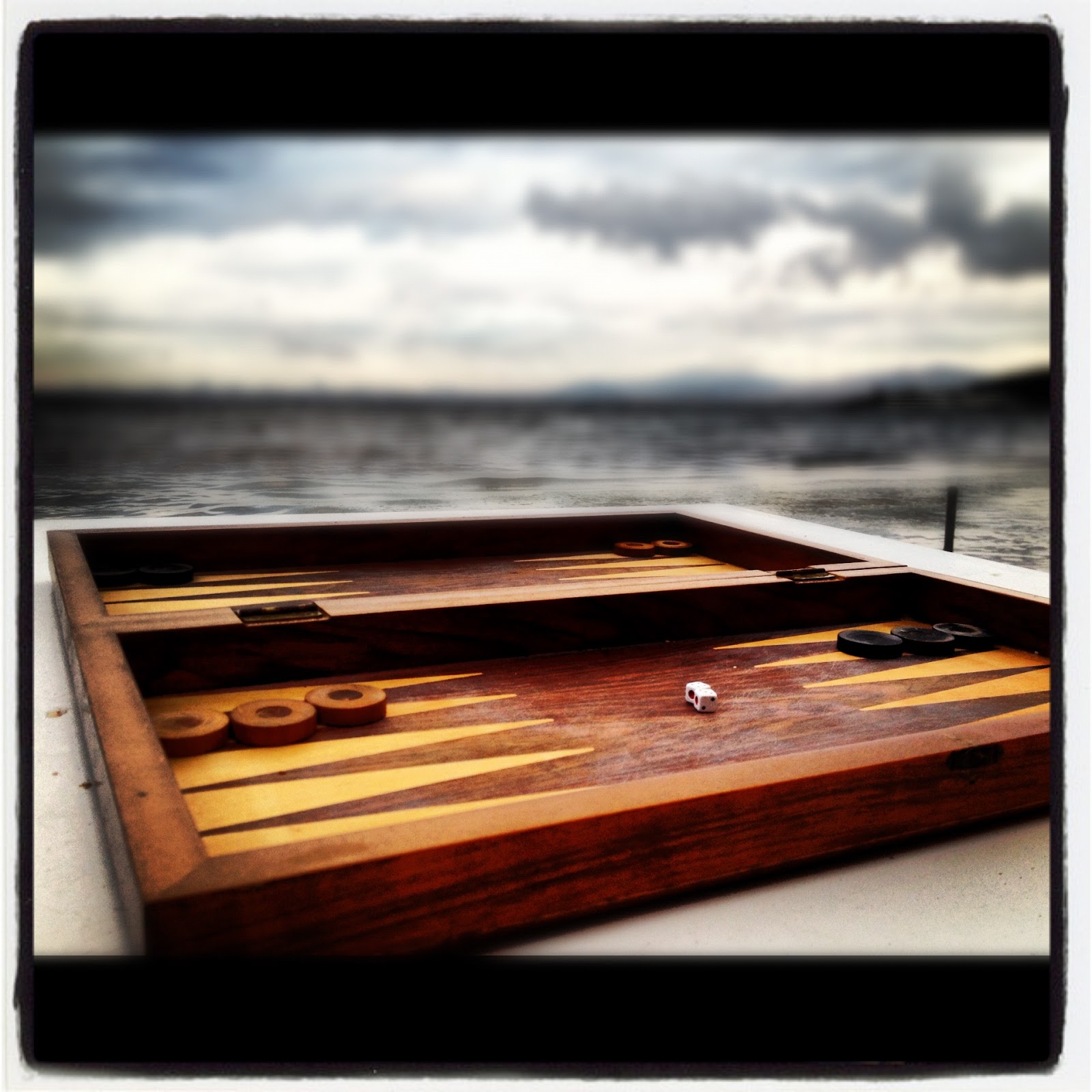 Backgammon Board Sea in Background
