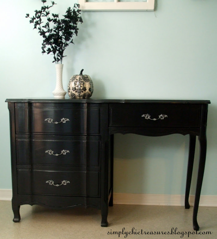 simply chic treasures Hannah's Black French Provincial Desk
