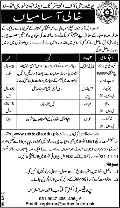University of Engineering and Technology Jobs