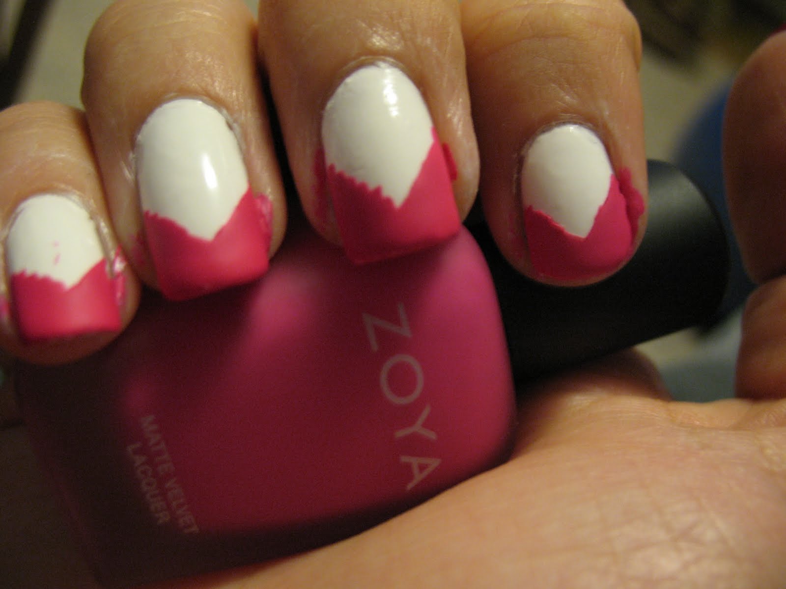 Moondancerjen's Nails Chevron French Tape Tutorial Pink Wednesday Edition