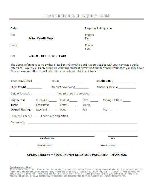 credit reference form