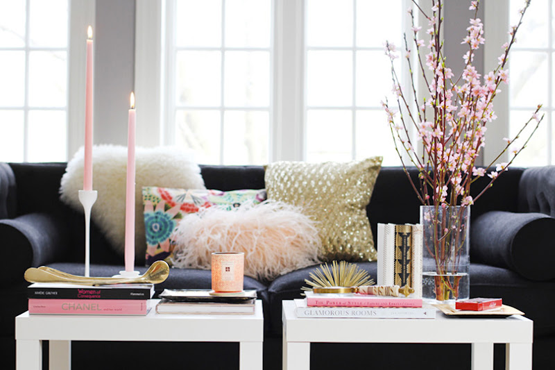 Pink Black And Gold Living Room