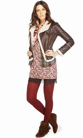 Riachuelo coleção inverno look vestido floral camisa xadrez jaqueta de couro Riachuelo coleção inverno look vestido floral camisa xadrez jaqueta de couro