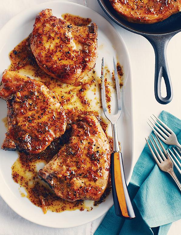 Food Recipes Mania A PAN OF PORK CHOPS WITH MARMALADE MUSTARD PAN SAUCE