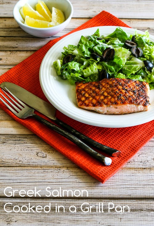 Kalyn's Kitchen® Easy Recipe for Greek Salmon Cooked in a Grill Pan