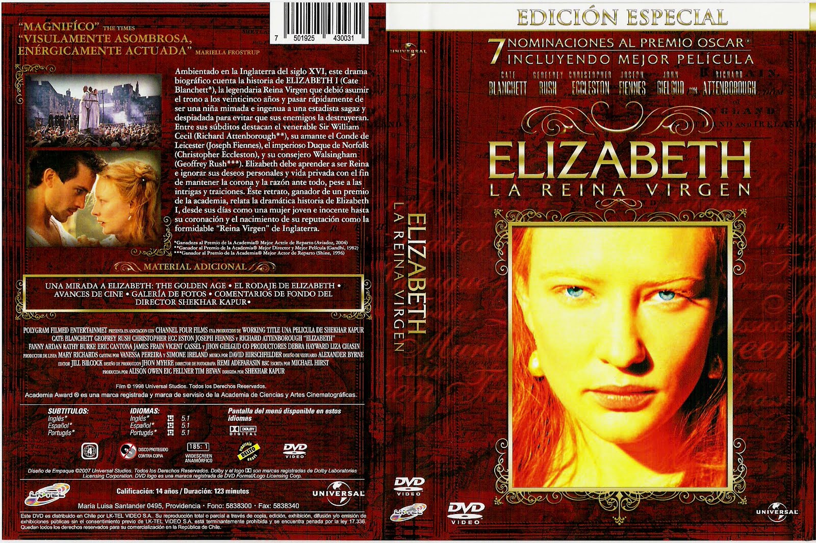 Peliculas en dvd Elizaberth la reina virgen