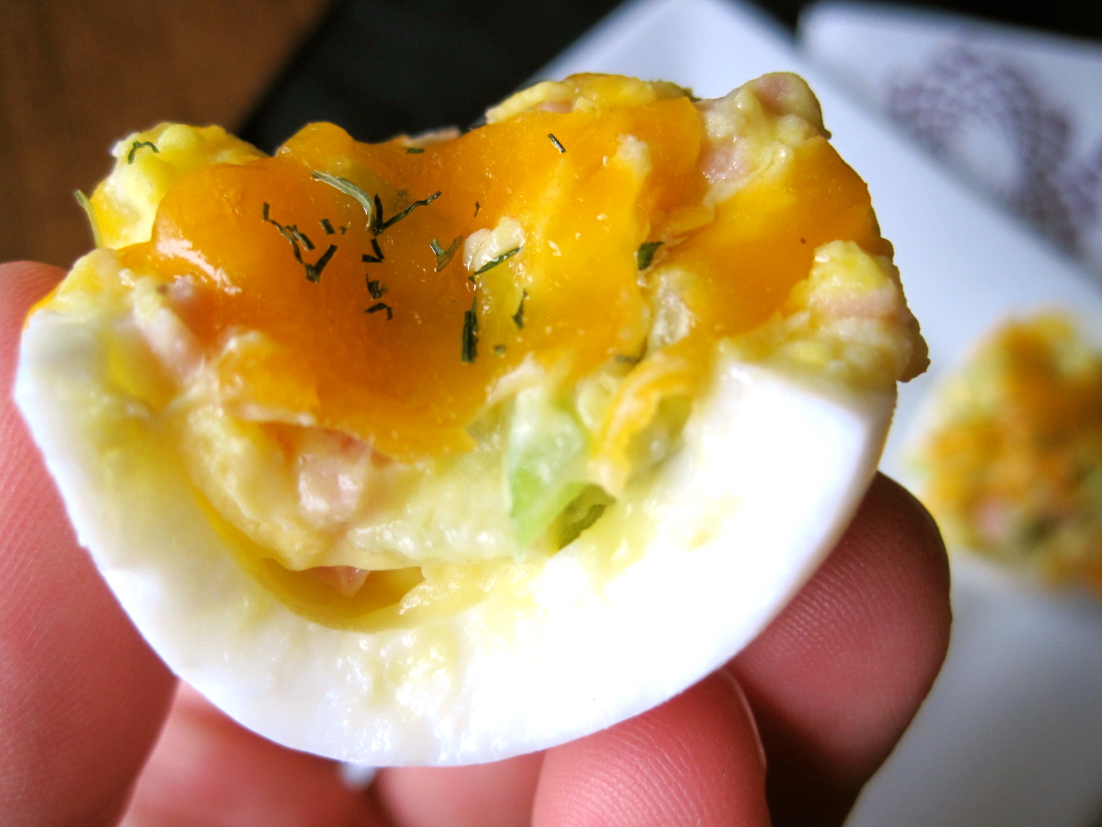 Mrs. Schwartz's Kitchen Ham and Cheese Melt Deviled Eggs and a