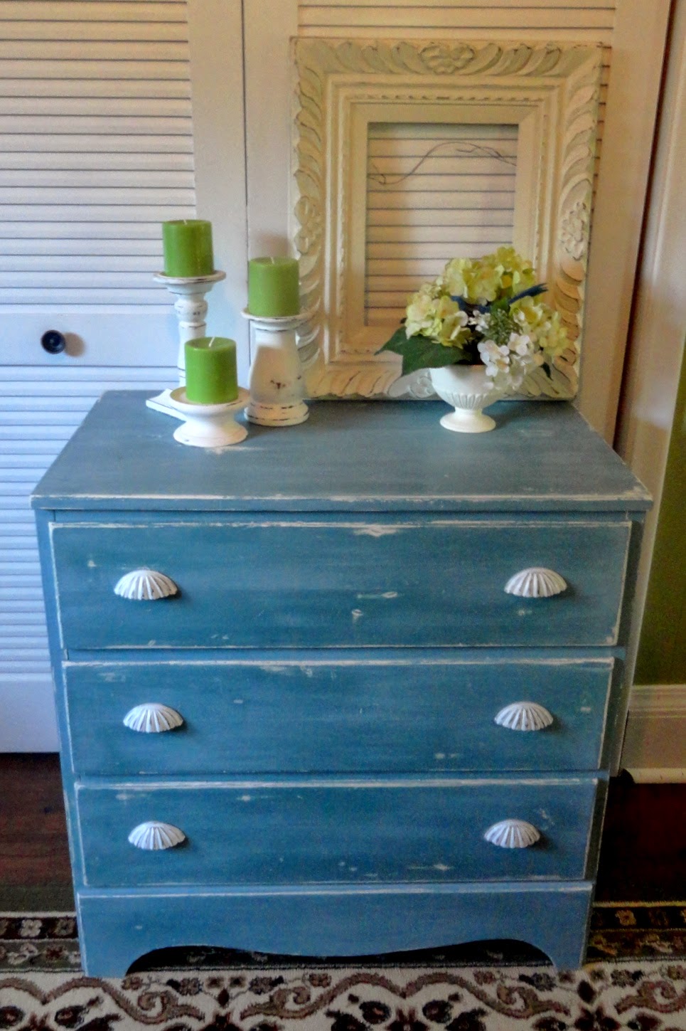 Blue Hydrangea Furniture Beachy White Wax Dresser