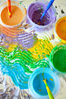Homemade Sand Paint Recipe - Create textured and scented paint for a multisensory art experience kids will love!  Paint on foil for vibrant print making and added textures.