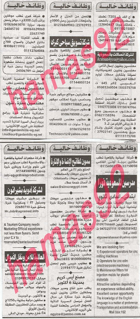 3 وظائف اهرام الجمعة اليوم 23 8 2013 ahram