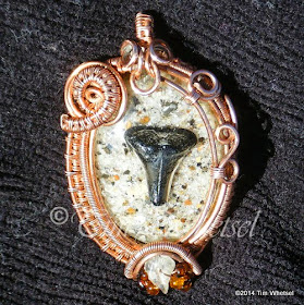 Shark Tooth Cabochon Wrapped in Copper  ©2014 Tim Whetsel