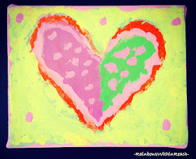 Hand-painted Kinder HEART canvas: perfect craft for Valentine's Day: RainbowsWithinReach